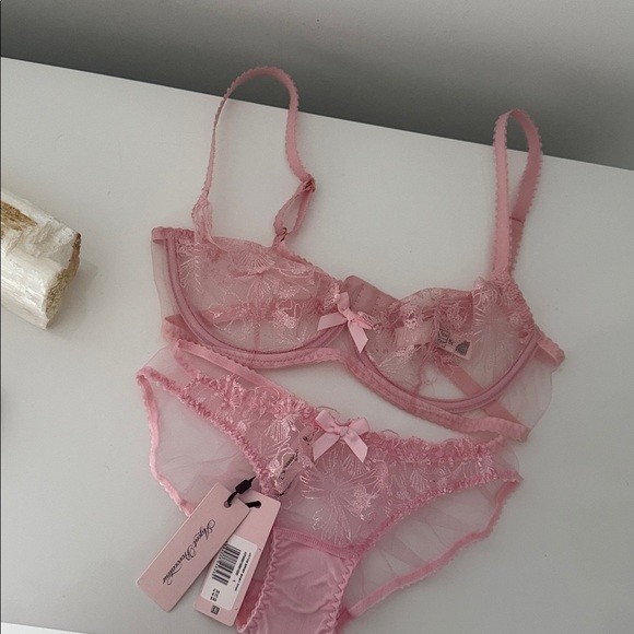 Agent Provocateur Pink Sheer Lace Bra Set Bras